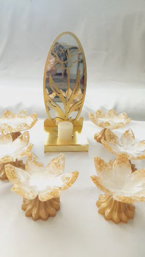 ست هفتسین رزینی طرح گل با آینه آبکاری شده لوکس آنالی