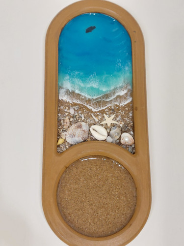 زیرماگی و زیرلیوانی رزینی طرح دریا دستساز گالری آنالی