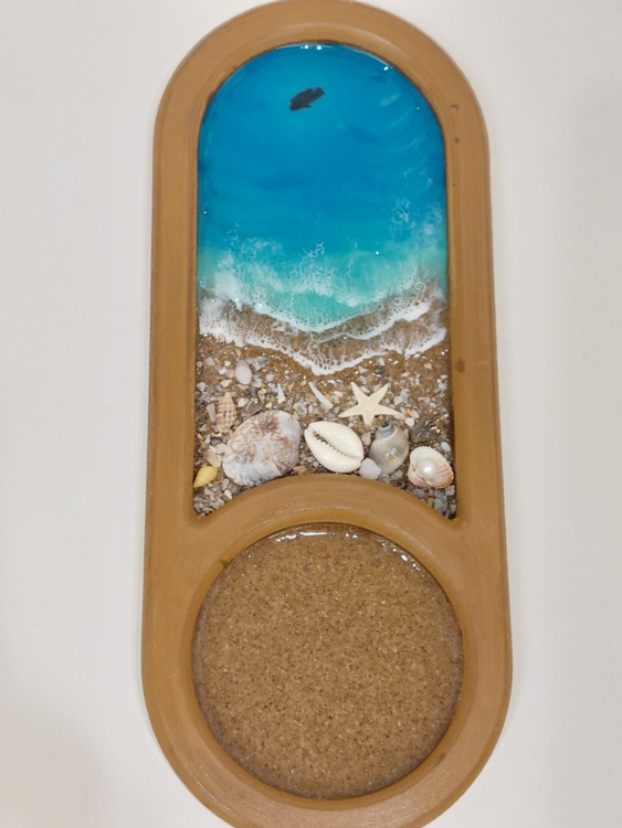 زیرماگی و زیرلیوانی رزینی طرح دریا دستساز گالری آنالی