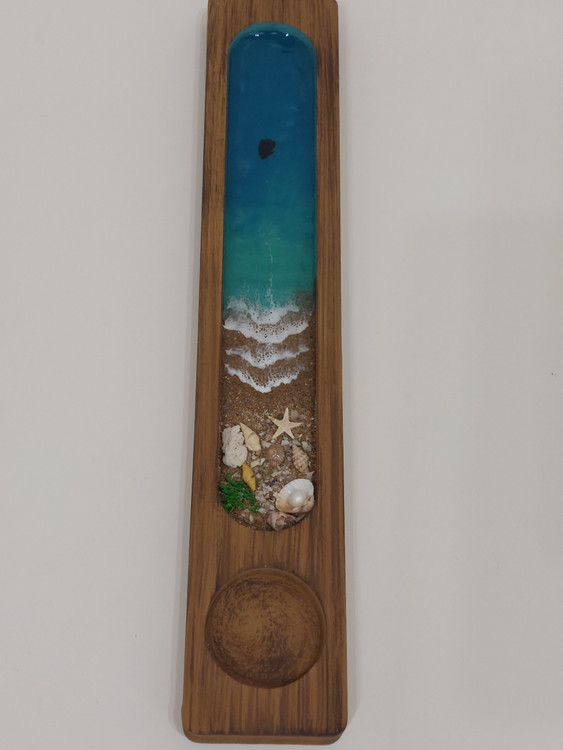 جاعودی و جاشمعی چوب و رزین طرح دریا با موجهای برجسته سهبعدی